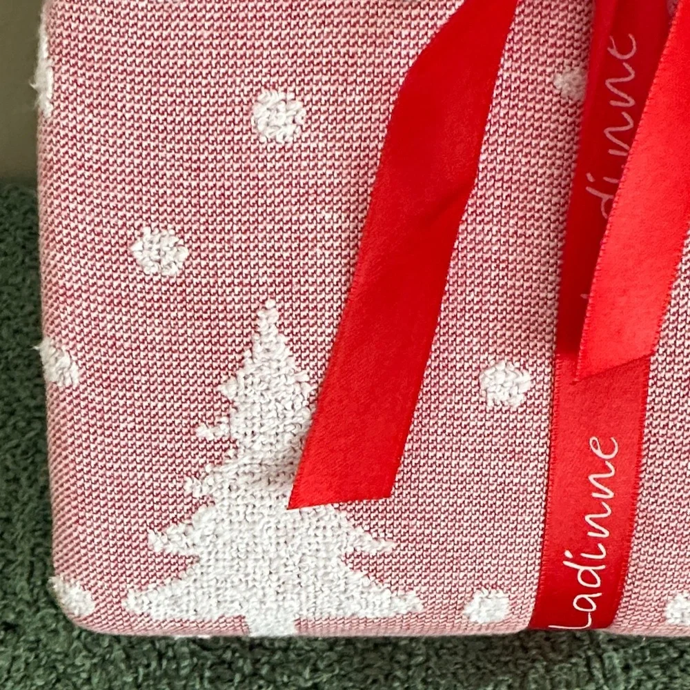 Ladinne Holiday Christmas Tree Shower Curtain Red Bow NEW!